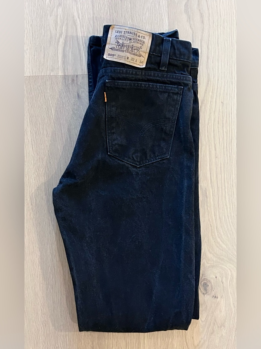 Vintage Levis 505 Orange Tab Black Jeans - Size 32x34